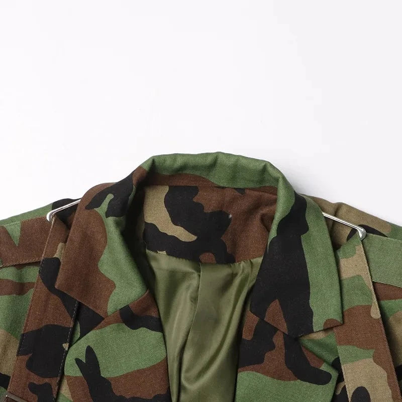 GX7583 Fashion 2024 Spring Autumn ladies coat clothing boutique lapel neck long sleeve camouflage jacket women
