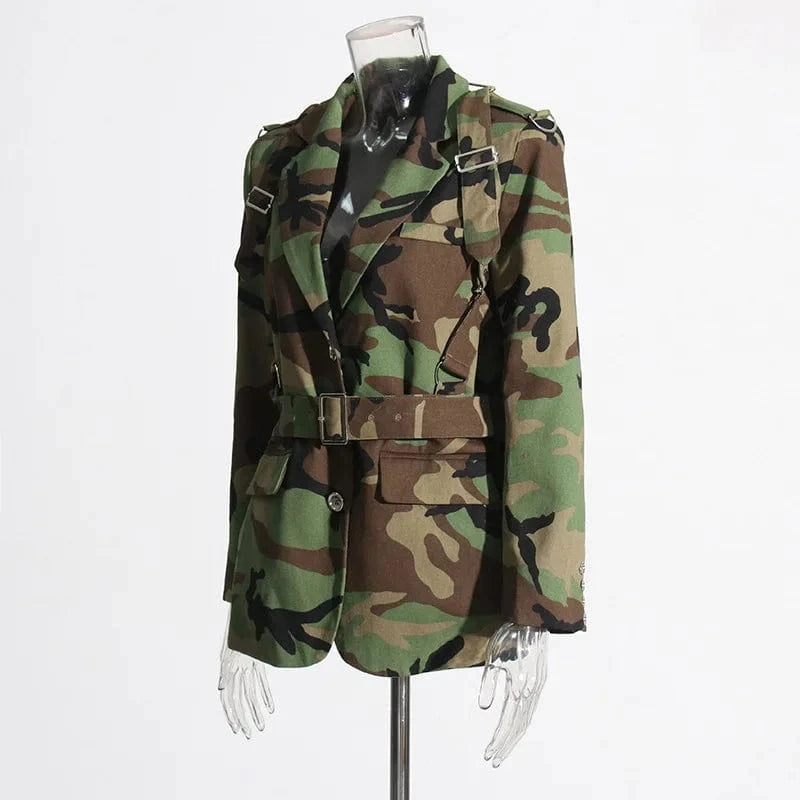 GX7583 Fashion 2024 Spring Autumn ladies coat clothing boutique lapel neck long sleeve camouflage jacket women