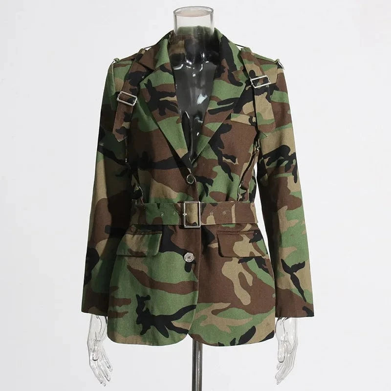GX7583 Fashion 2024 Spring Autumn ladies coat clothing boutique lapel neck long sleeve camouflage jacket women