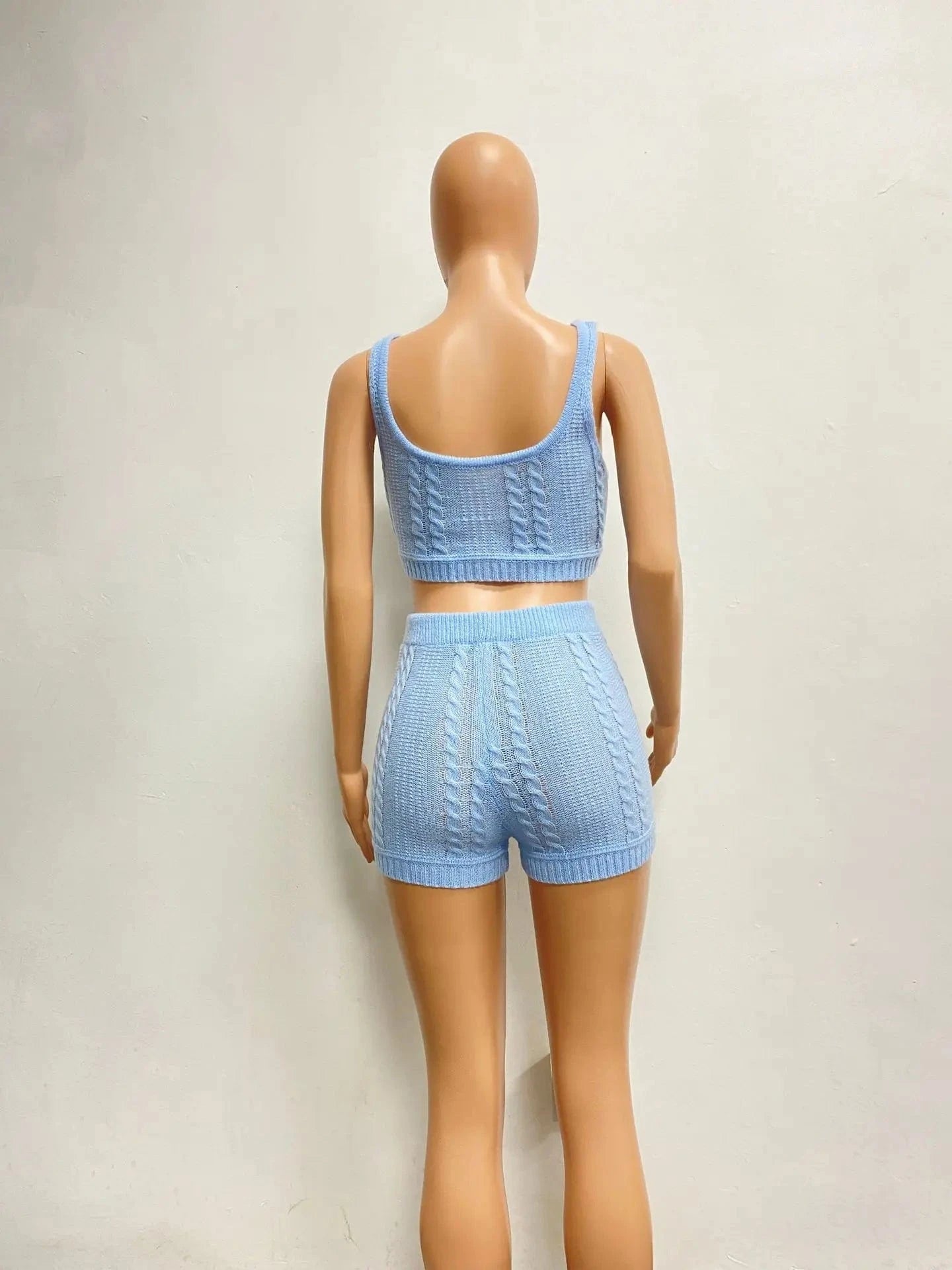 GX8161 Fashion 2024 Women Clothing Boutique Knitted Summer Outfit Trending Sleeveless Tank Top and Shorts 2 Pieces Set