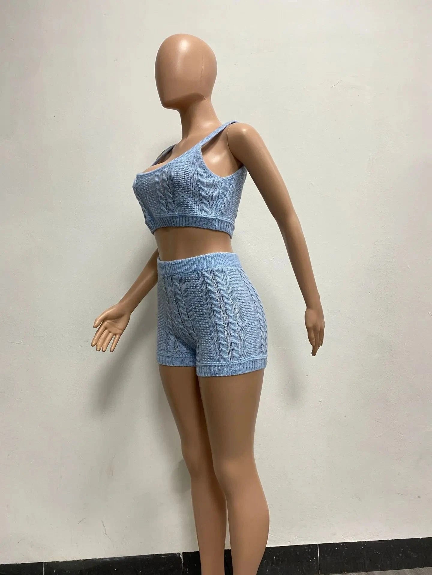 GX8161 Fashion 2024 Women Clothing Boutique Knitted Summer Outfit Trending Sleeveless Tank Top and Shorts 2 Pieces Set