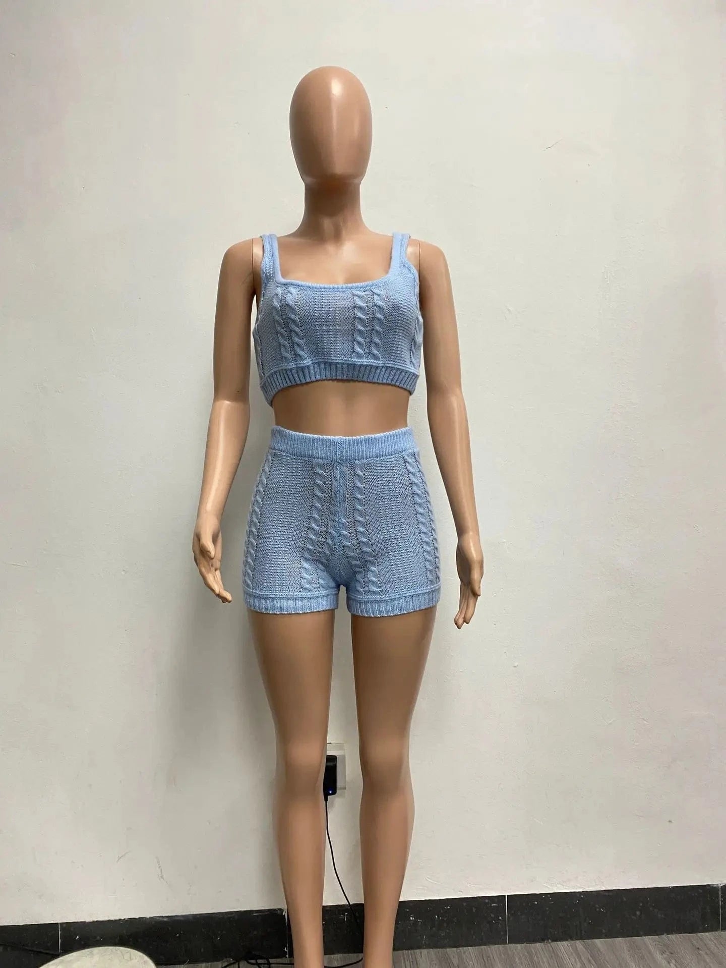 GX8161 Fashion 2024 Women Clothing Boutique Knitted Summer Outfit Trending Sleeveless Tank Top and Shorts 2 Pieces Set