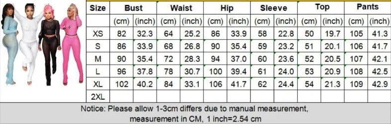 GX871 New Arrival 2024 Spring Fashion Lady Street Wear Long Sleeve See Through Top and Sexy Perspective Pant 2 Piece Set Women