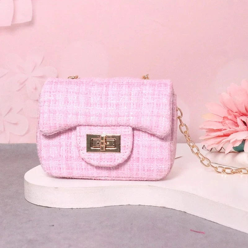 H10xL12xW5cm / Snow powder Luxury Famous Brands Designer Inspired Mini Small Classic Flap Tweed Chain Shoulder Crossbody Bags Women Handbags Kids Purses