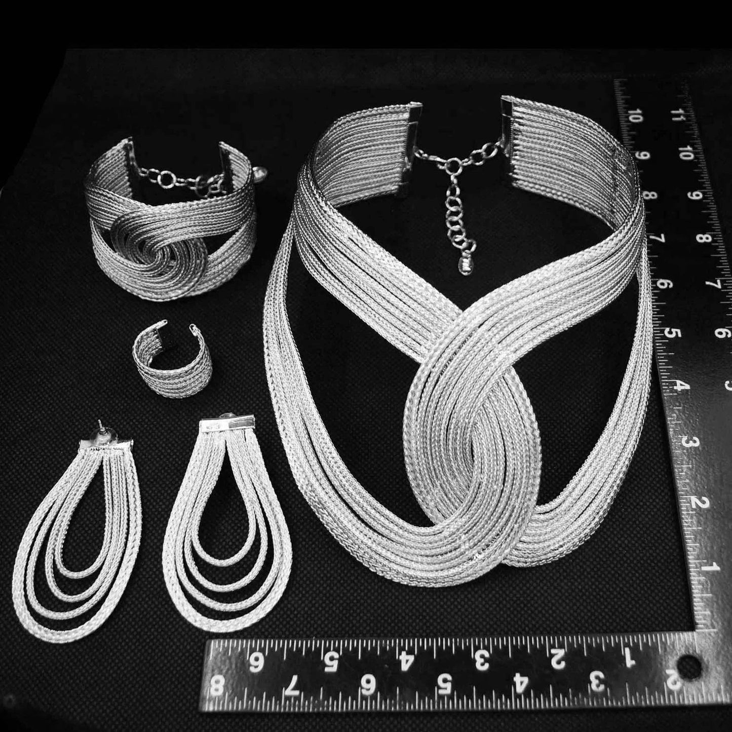 H30089 High Quality Brazilian Jewelry Set 925 Silver Plated African Jewelry For Women 4 Pieces Necklace Earrings Ring Bangle Set Jewels