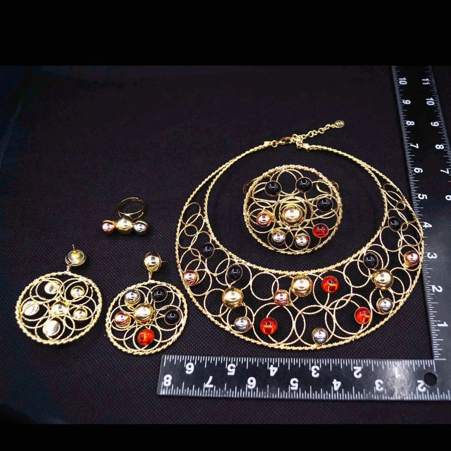 H50065 New Brazilian Jewelry Accessories High Quality Colorful Ball design Jewelry Set 24 K Gold Plated Jewelry For Women