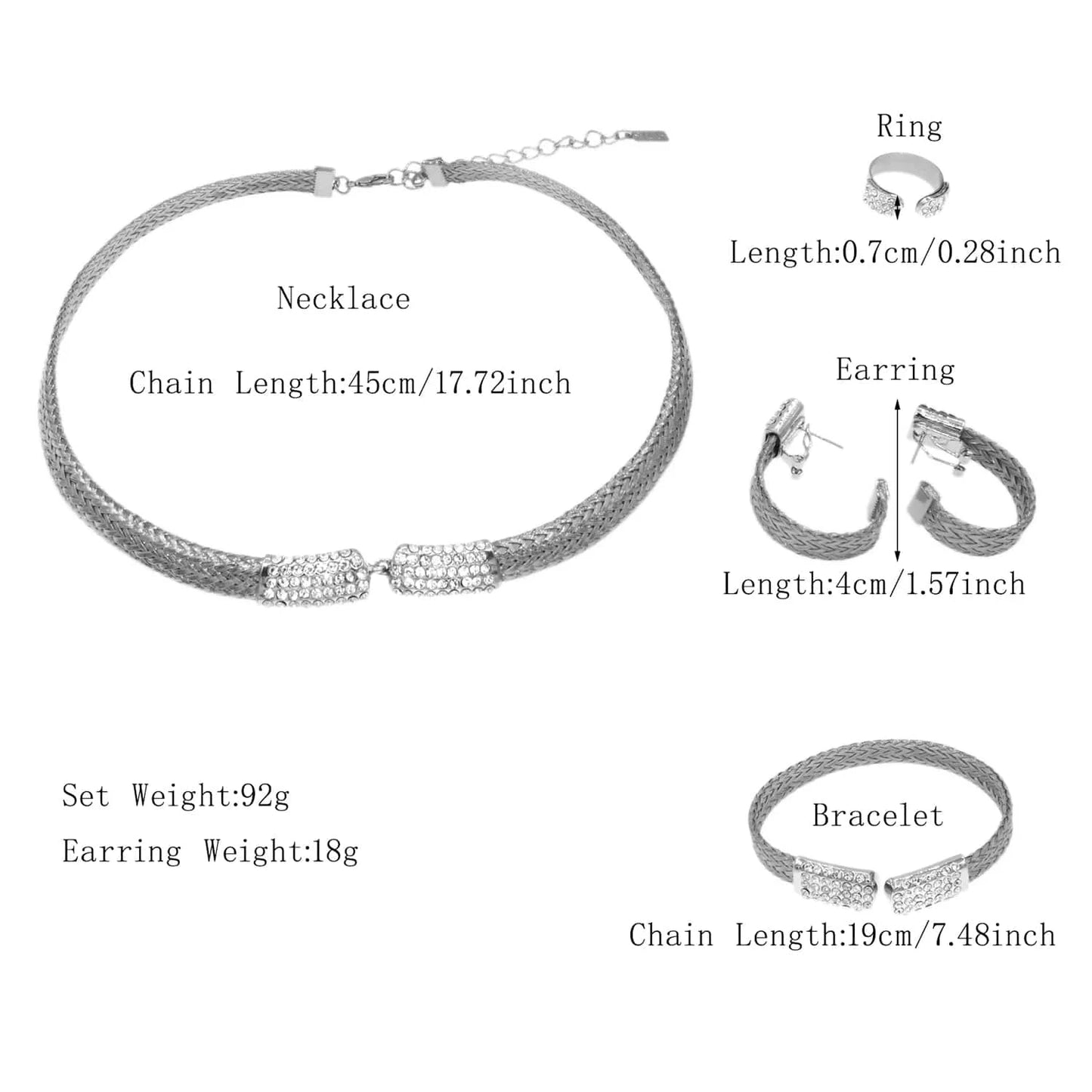 H50075 925 Silver Gold Plated Choker Jewelry Sets Fashion Jewelry Brazilian For Women 4 Pieces High Quality Necklace African Jewelry