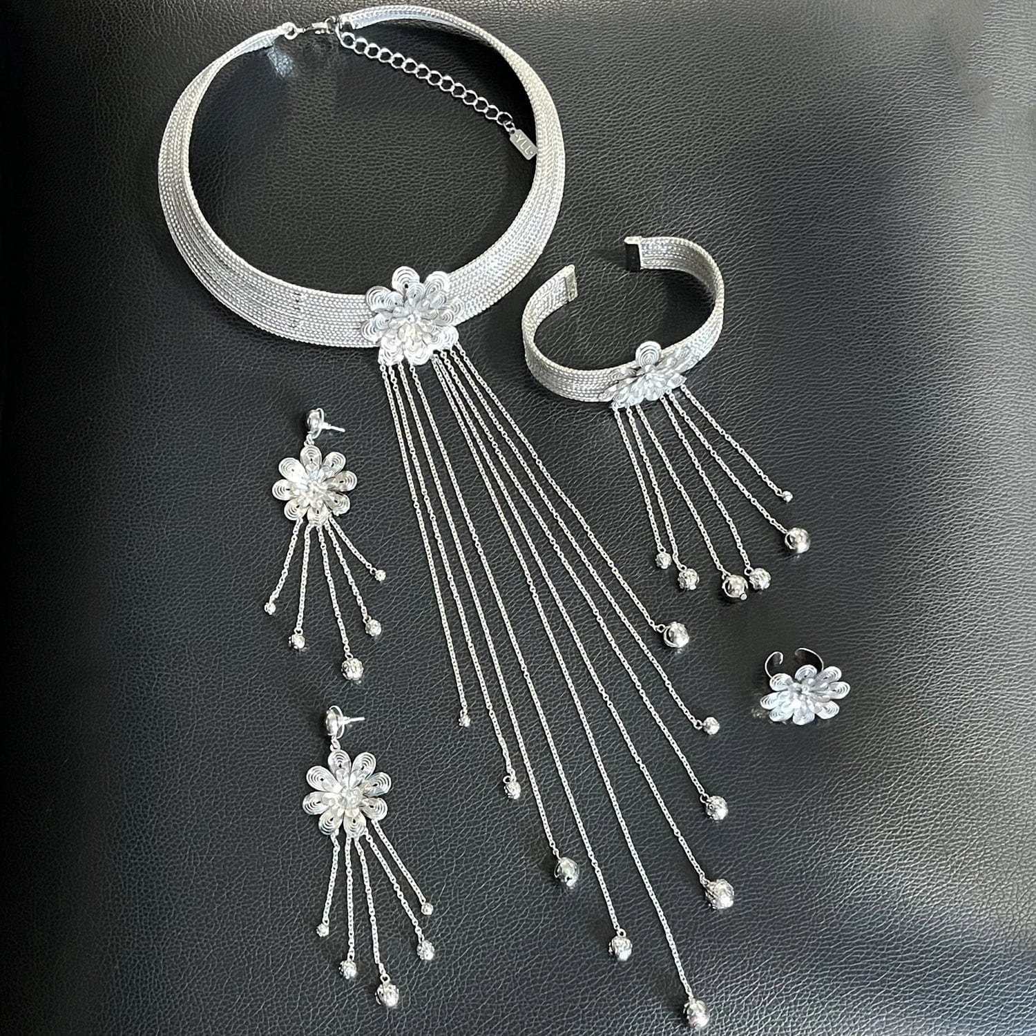 H50077 Newest Tassel Chain Brazilian Jewelry Sets  High Quality Factory Supply African Jewellery 925 Silver Plated Fashion Jewelry