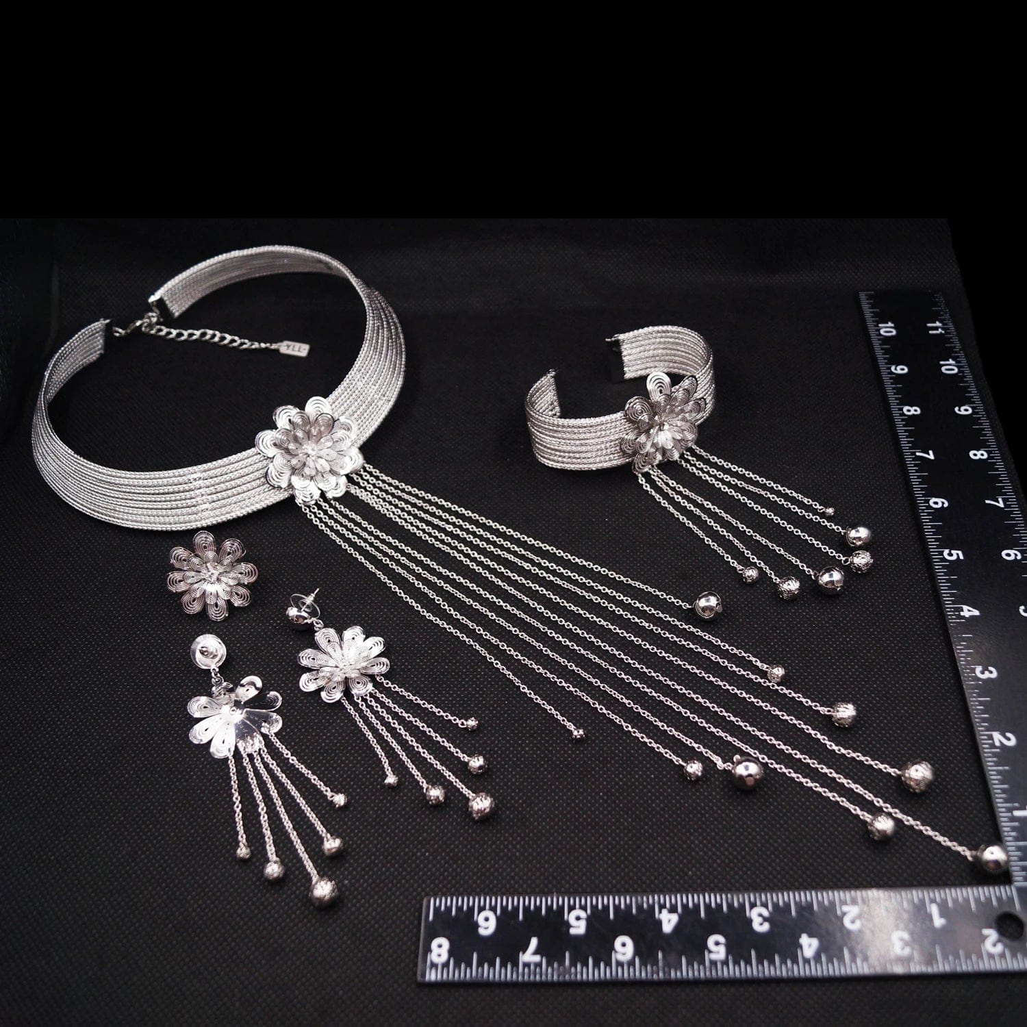 H50077 Newest Tassel Chain Brazilian Jewelry Sets  High Quality Factory Supply African Jewellery 925 Silver Plated Fashion Jewelry