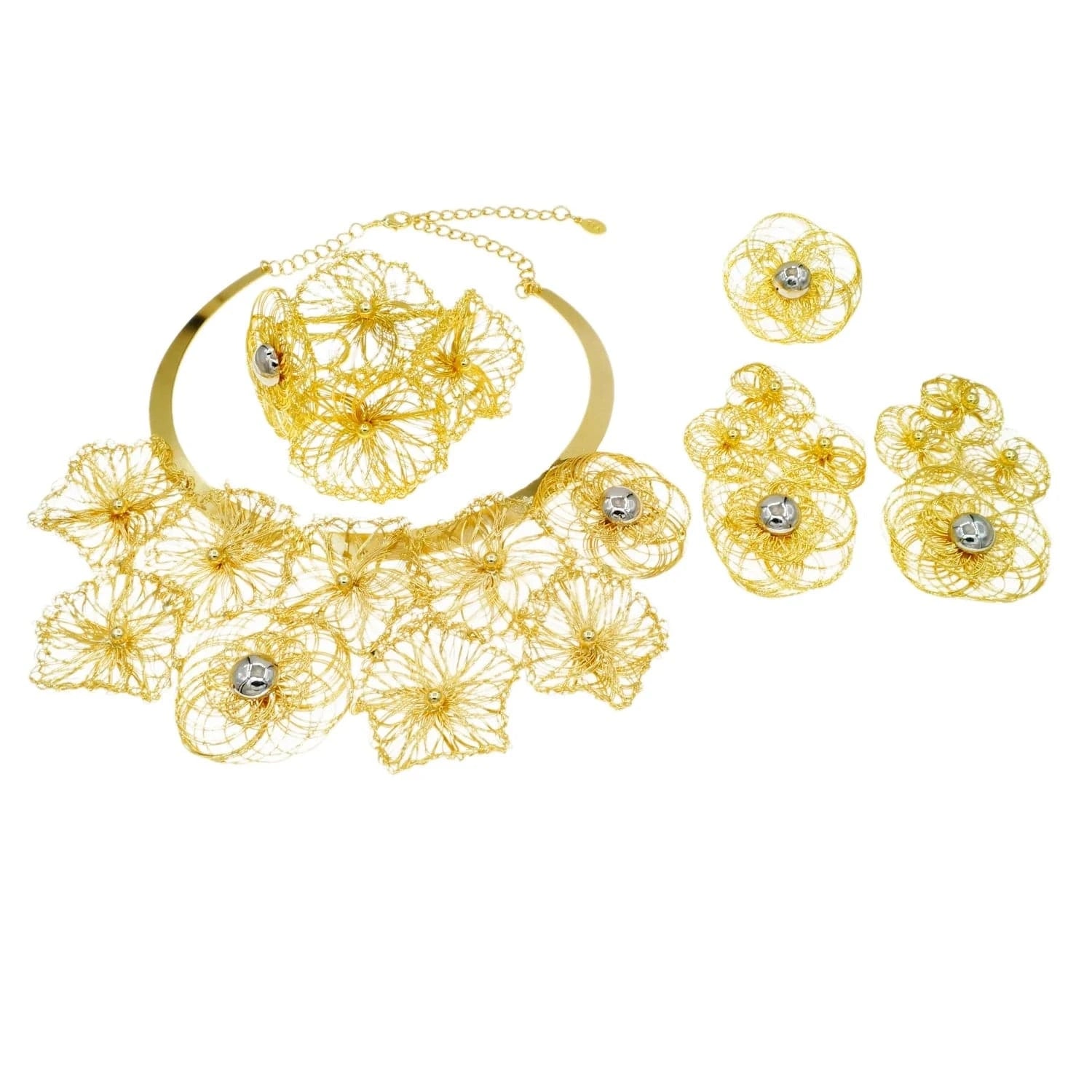 H50079 Factory Direct Supply Jewelry For Women High Quality Brazilian Jewelry Accessories 24 k Gold Plated Jewelry Set Necklace Earring