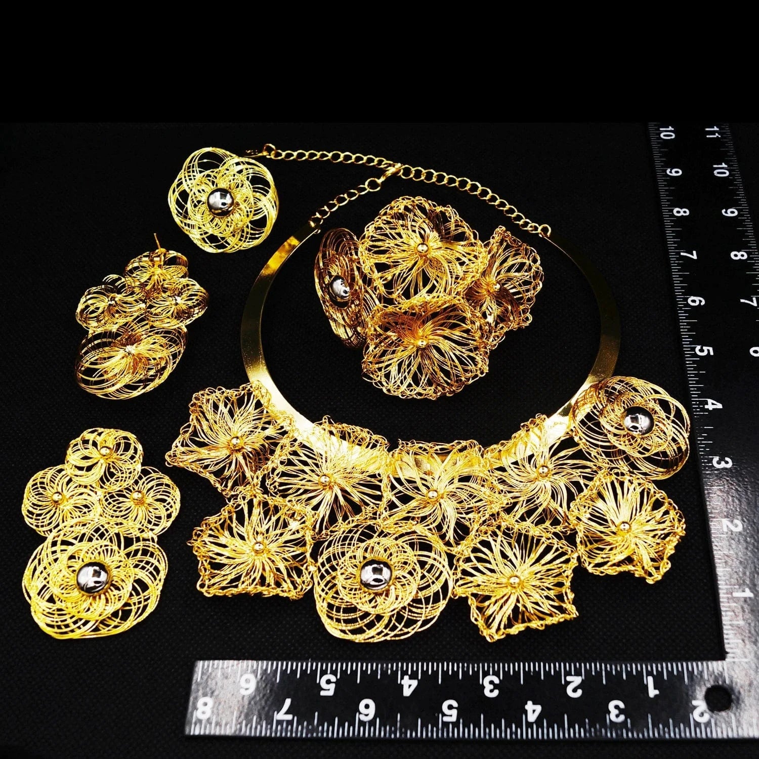 H50079 Factory Direct Supply Jewelry For Women High Quality Brazilian Jewelry Accessories 24 k Gold Plated Jewelry Set Necklace Earring