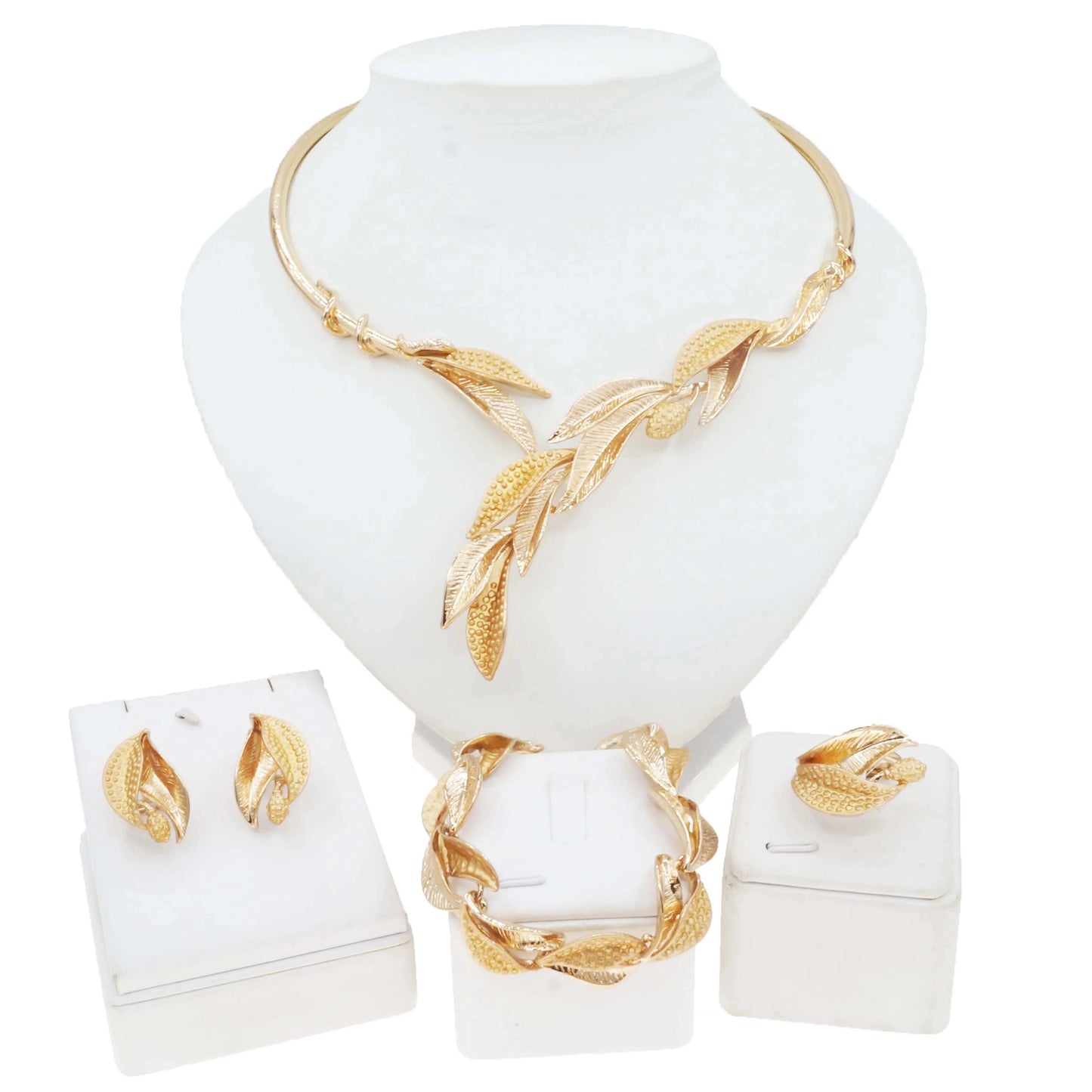 HA23261 Manufacture Wholesale Price Dubai Gold Jewelry Set Popular Fashion Wedding Women Jewelry 18 K Gold Plated Jewelry Necklace Set