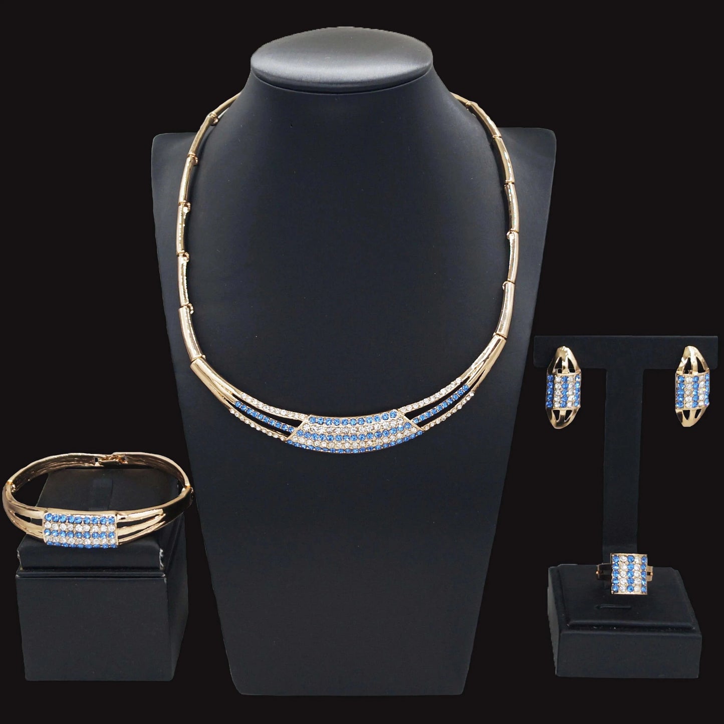 HA23297 Custom Wholesale Jewelry Fashion Dubai 18 K Gold Plated Luxury African Jewelry Sets Bridal Wedding Zircon Jewelry Set Women