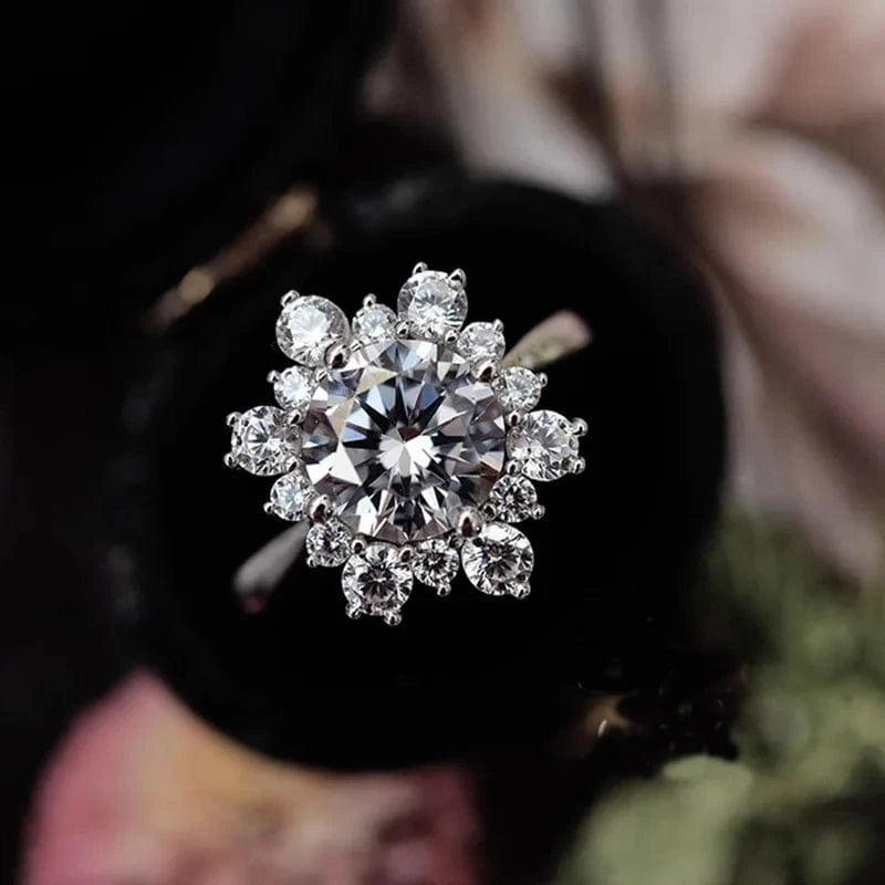 Hailer Jewelry snowflake shape gemstone wedding rings jewelry ring diamond silver moissanite ring 2 carat