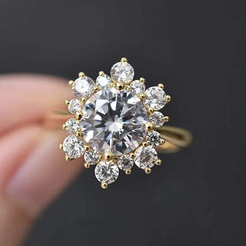 Hailer Jewelry snowflake shape gemstone wedding rings jewelry ring diamond silver moissanite ring 2 carat