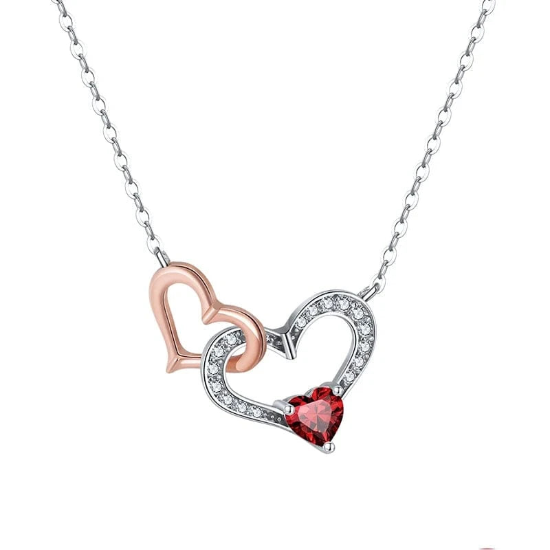 Hailer Joyas Garnet Gemstone I love You Mom 925 Sterling Silver Heart Pendant Necklace Mothers Day Gift 2023