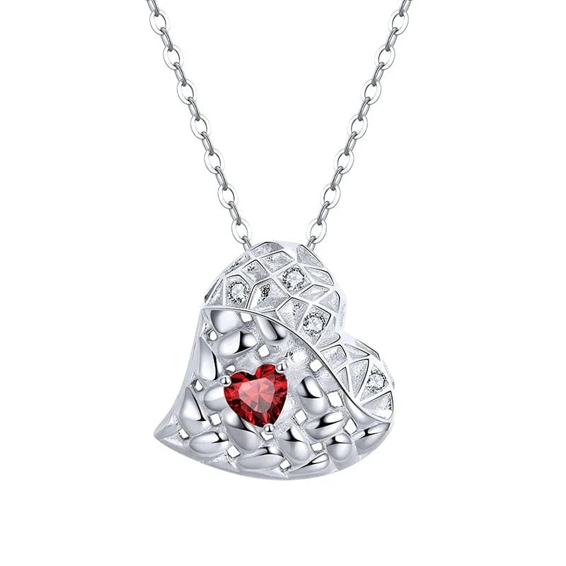 Hailer Joyas Garnet Gemstone I love You Mom 925 Sterling Silver Heart Pendant Necklace Mothers Day Gift 2023