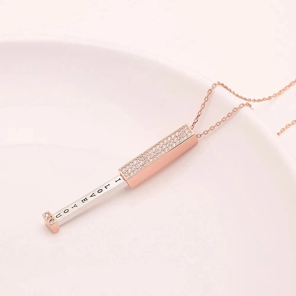 Hainon Luxury Micro Cubic Zircon Necklace I Love You Mom Rose Gold Plated Pendant Necklace Gifts Jewelry Wholesale