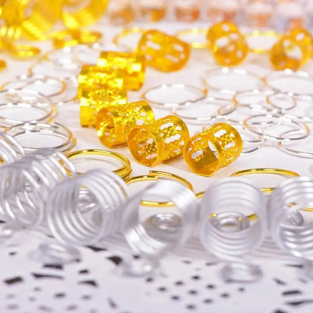 Hair Cuffs 60pcs Aluminum Dreadlocks beads Metal Hair Braiding Beads for Hair Accessory and Hair Cuffs