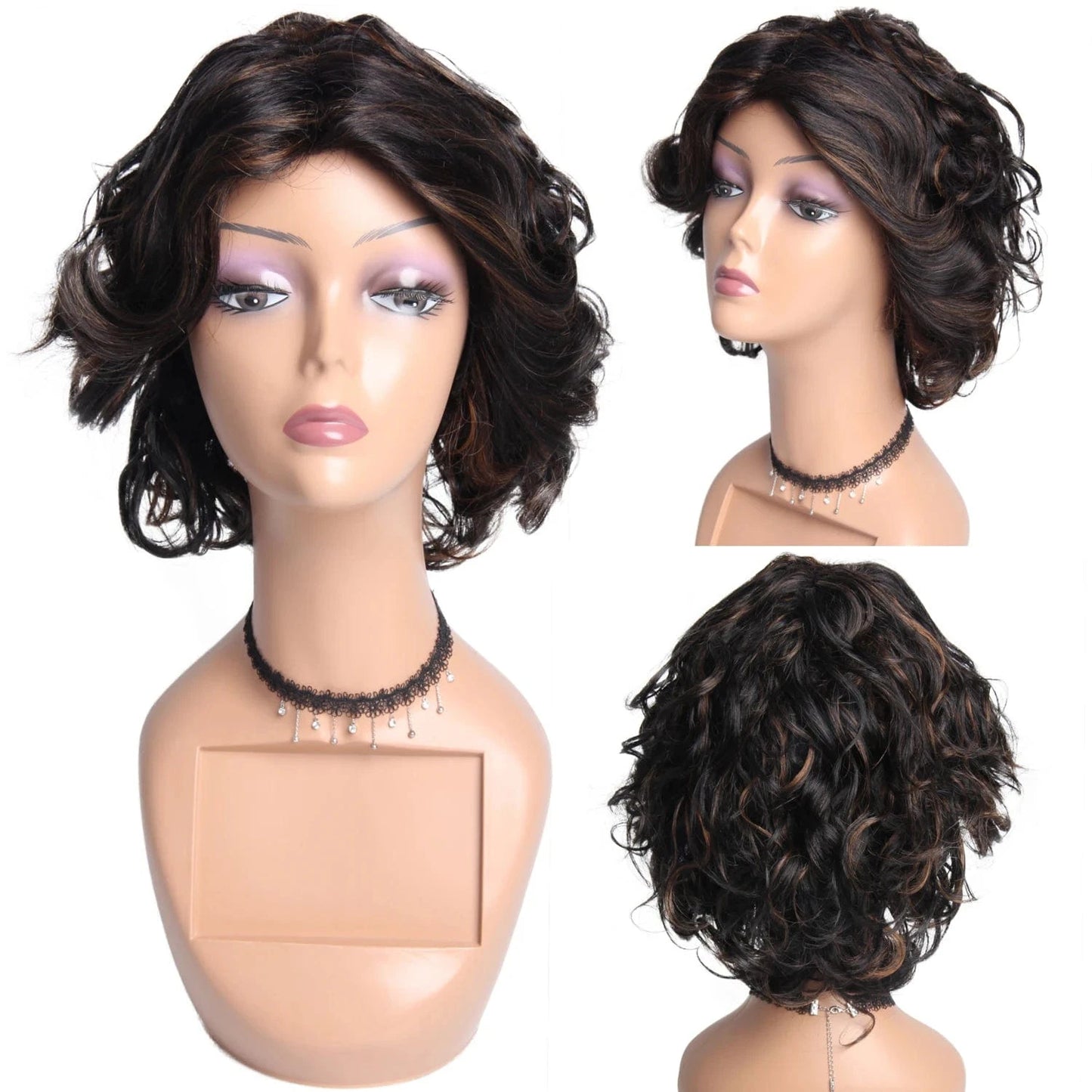 Hair Straight Wig Peruvian Remy Hair Mid-Length Human Hair Wigs For Women Natural Color Full Machine Made Wigs With Bang