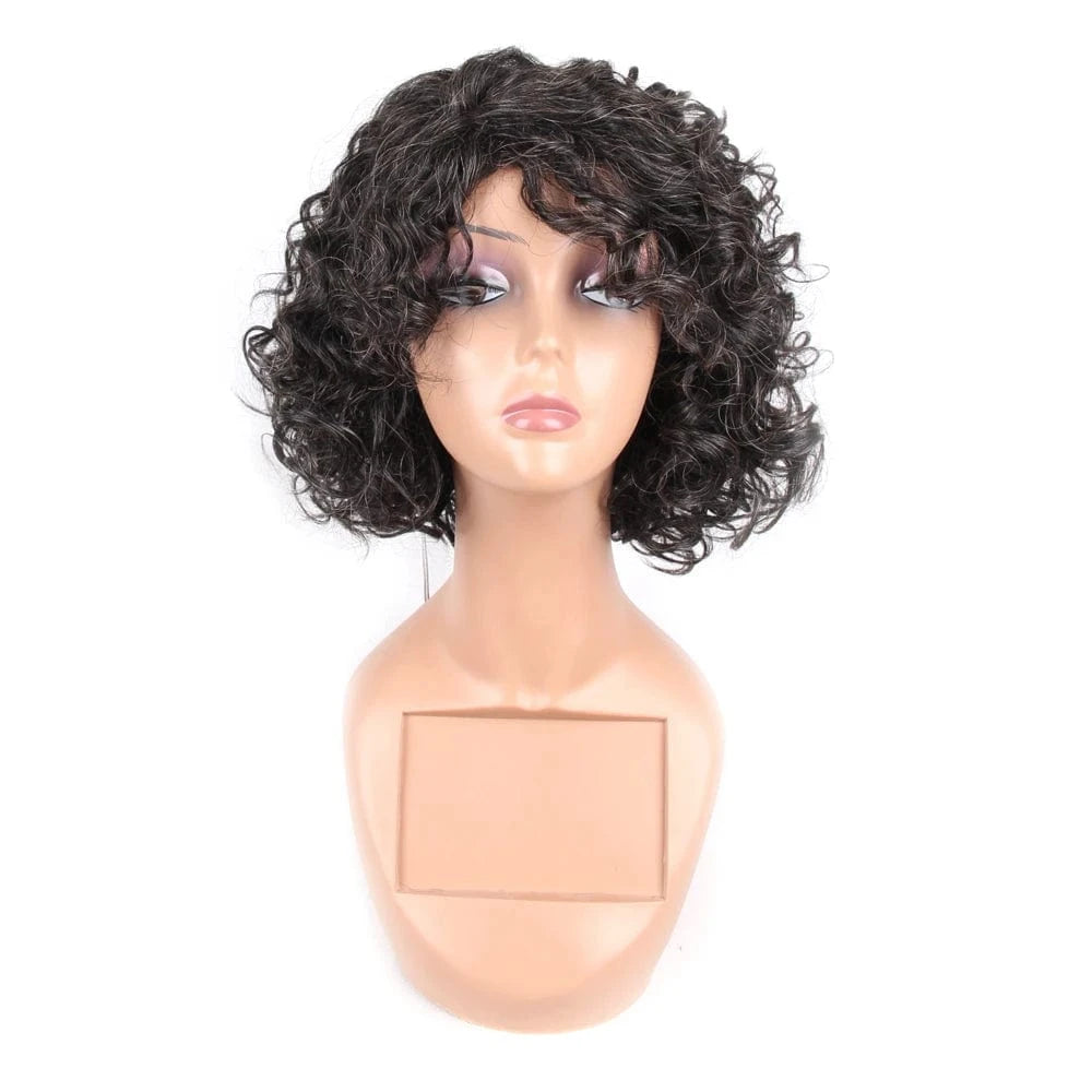 Hair Straight Wig Peruvian Remy Hair Mid-Length Human Hair Wigs For Women Natural Color Full Machine Made Wigs With Bang