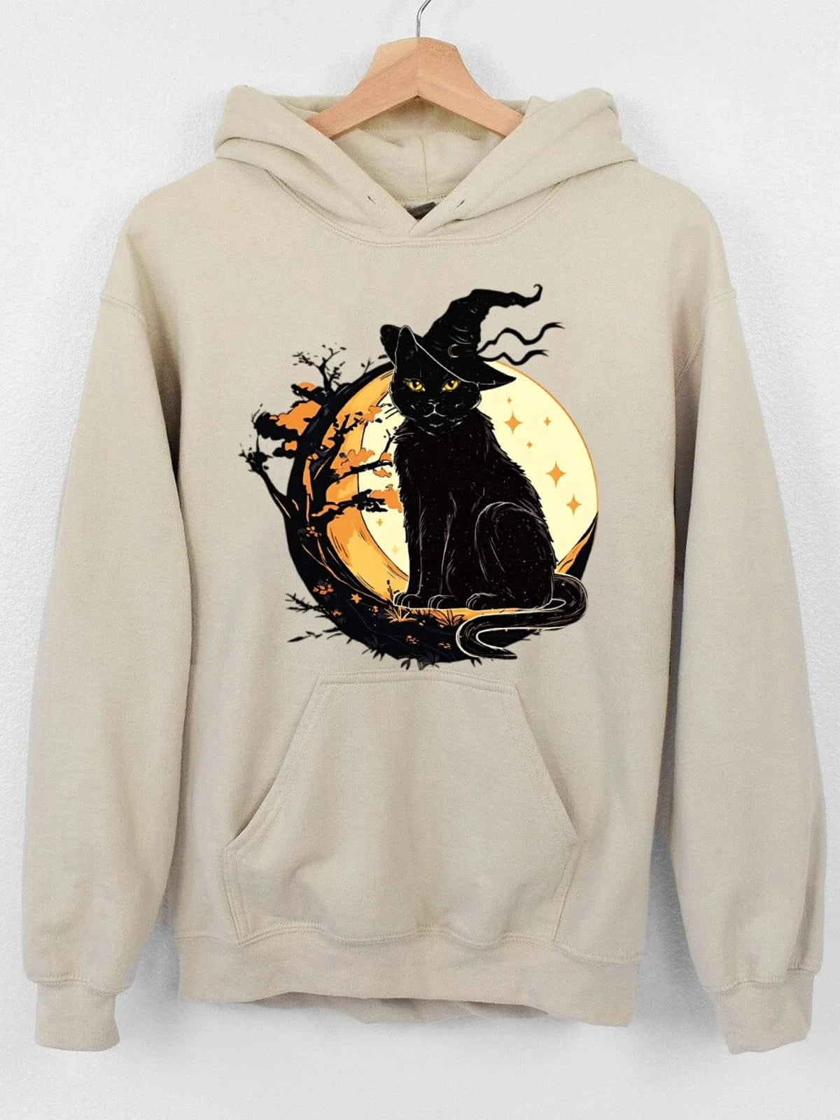 Halloween patterns Women Sweatshirt Hoodies Lightweight Cotton Hooded Sweatshirt - Breathable Fabric with Contrast Stitching