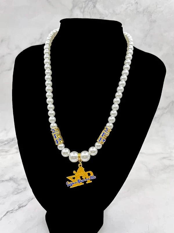 Handmade Custom New Arrivals Greek Sigma Gamma Rho Simple Style White Pearl Necklaces Sorority Jewelry Gift