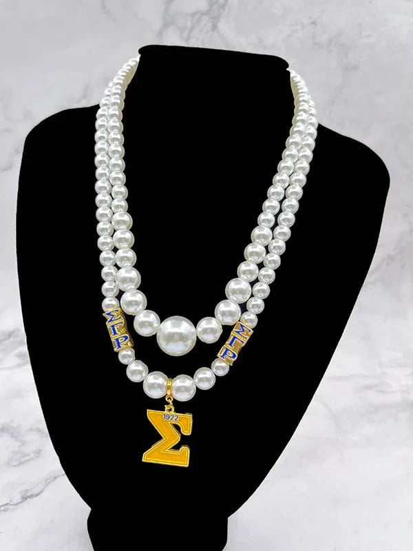 Handmade Custom New Arrivals Greek Sigma Gamma Rho Simple Style White Pearl Necklaces Sorority Jewelry Gift
