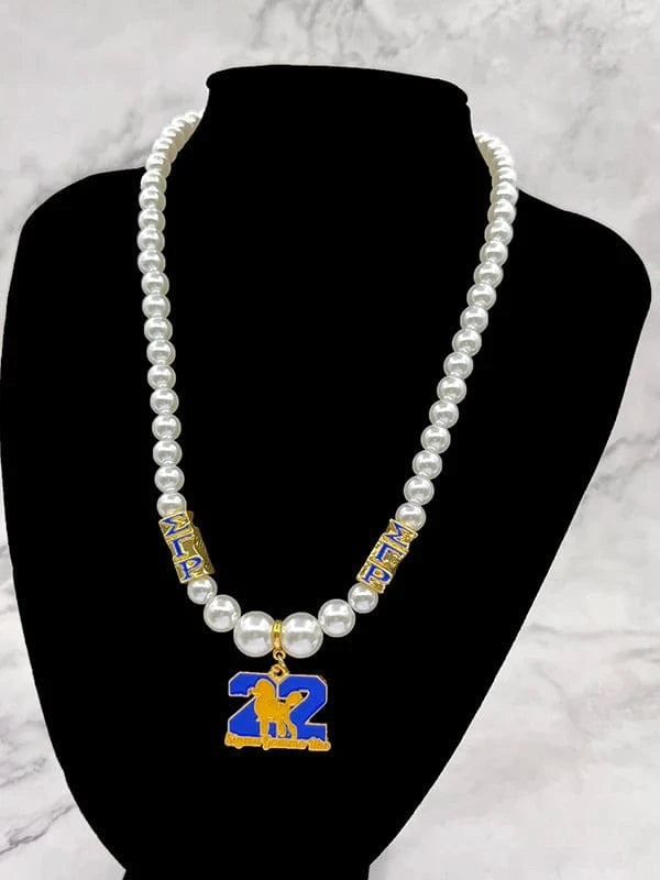 Handmade Custom New Arrivals Greek Sigma Gamma Rho Simple Style White Pearl Necklaces Sorority Jewelry Gift