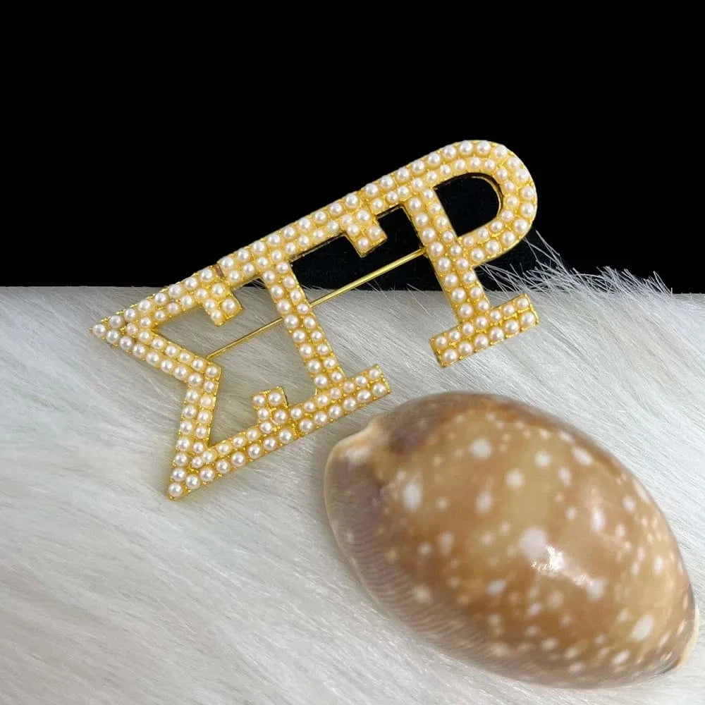 Handmade Greek Sorority Custom zeta Gift for Finer Women Letter Pearl Brooch