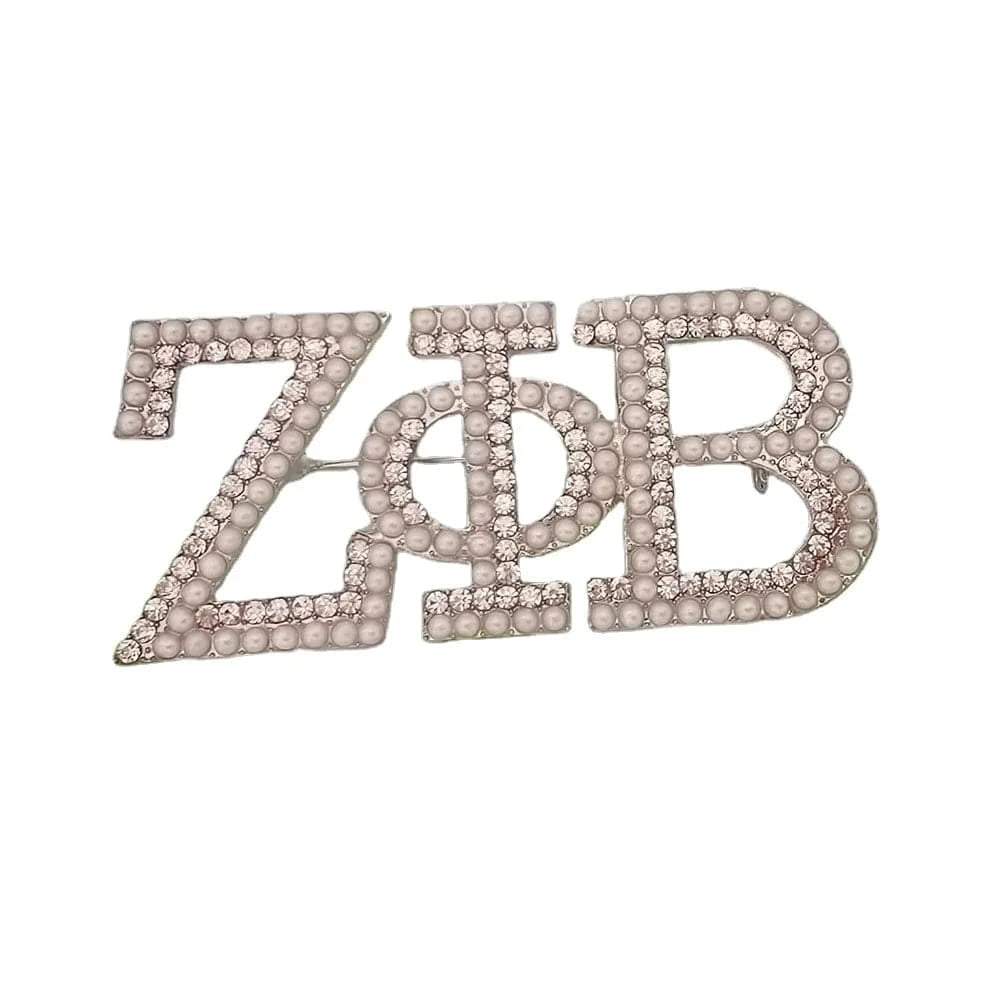 Handmade Greek Sorority Custom zeta Gift for Finer Women Letter Pearl Brooch