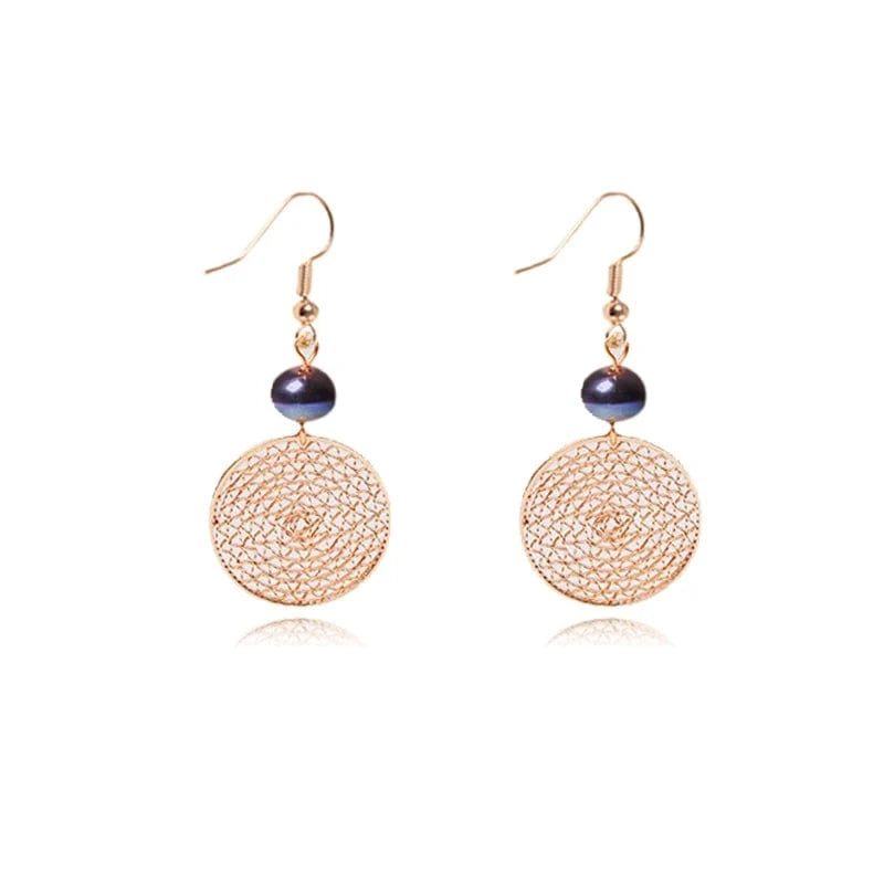 Hawaii island style black pearl earrings handmade niche design freshwater pearl earrings jewelry