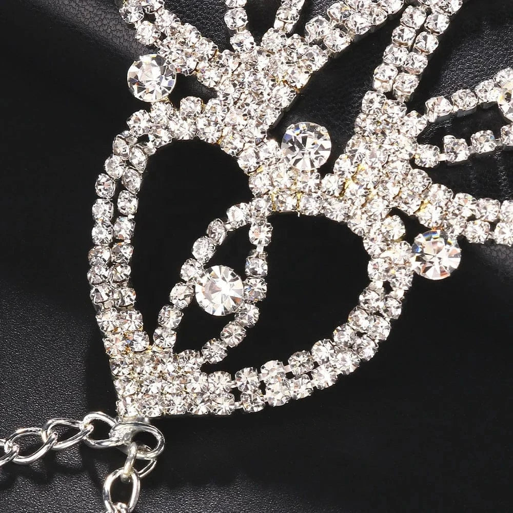 Heart Hair Chain Indian Bridal Forehead Accessories Handmade Hat Rhinestone Headband Jewelry