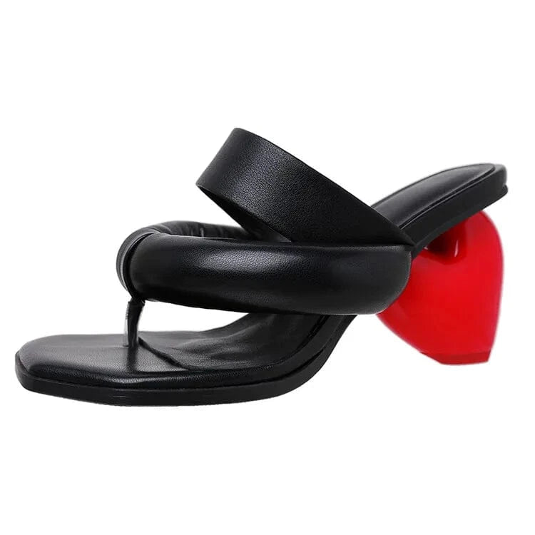 Heart New Anti-Slip Celebre Sandale De Marque Square Toe Thong 2022 Heels for Ladies and Women