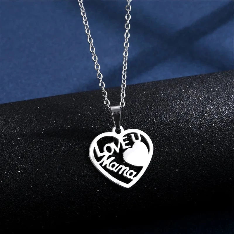 heart / Silver Heart Shaped Mother's Day Jewelry I love You Mom Fashion Love Ladies Necklace Stud Earrings Set