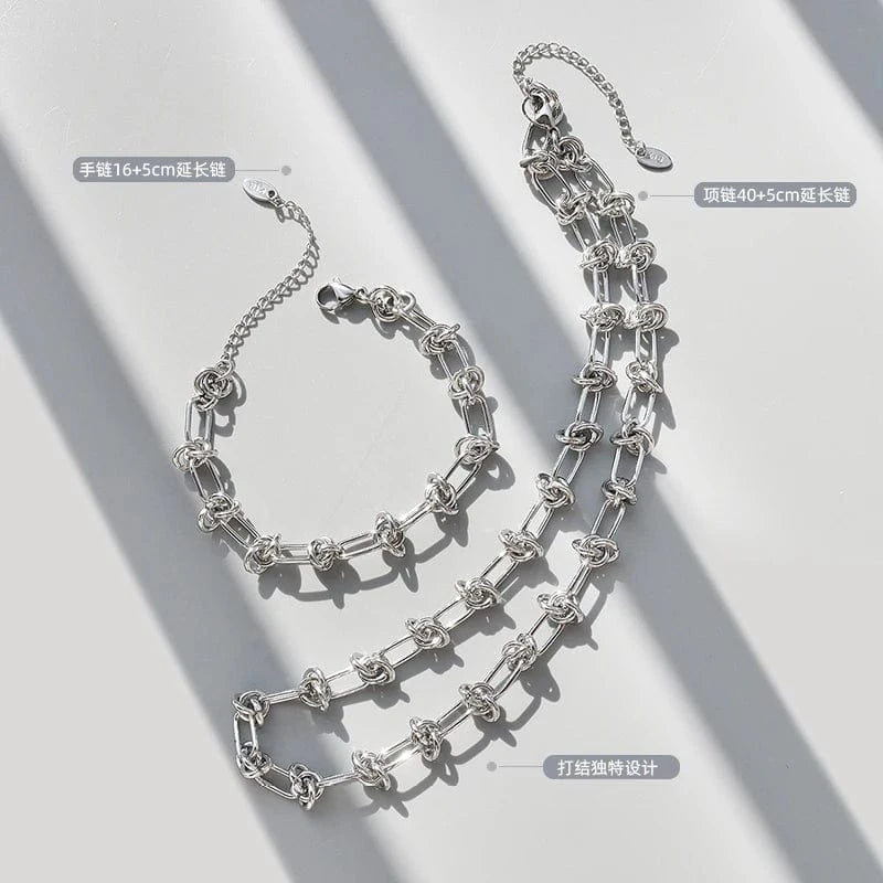 Heavy Industry Handmade European And American Hip Hop Exaggerated Cold Wind Knot Chain Necklace Women's Bracelet Women's Jewelry