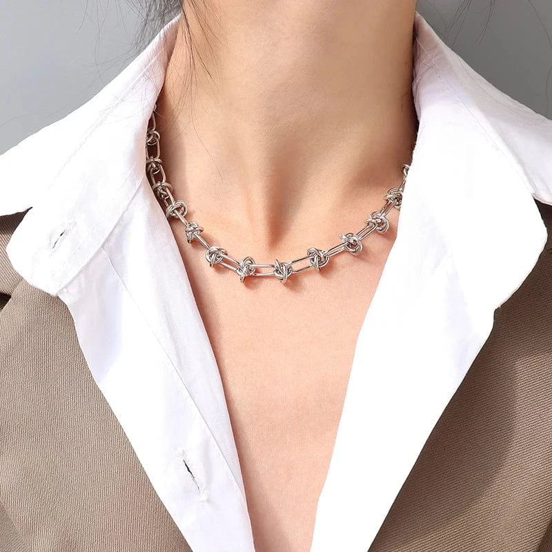 Heavy Industry Handmade European And American Hip Hop Exaggerated Cold Wind Knot Chain Necklace Women's Bracelet Women's Jewelry