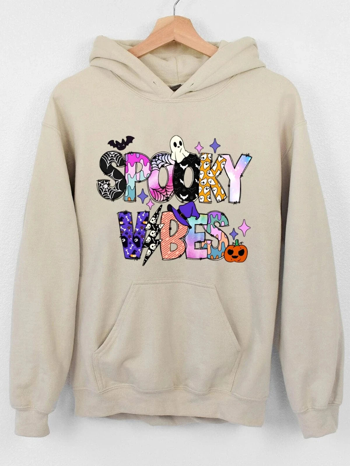 Heavy Weight Cotton Hoodies Halloween patterns Lightweight Cotton Hooded Sweatshirt - Breathable Fabric with Contrast Stitching