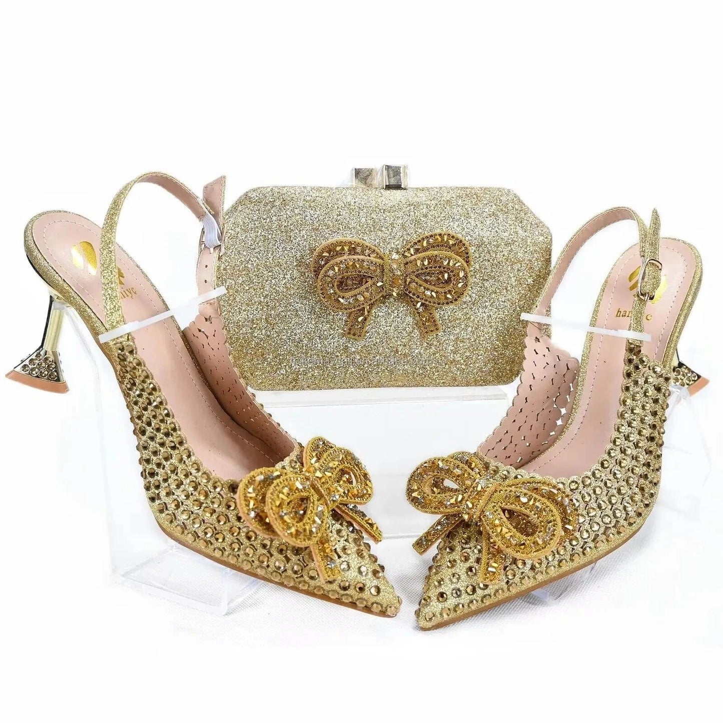 Heel Slipper wine shoes Printed Leather 9cm women shoes pumps With Matching Clutch Bags Sets 37-42