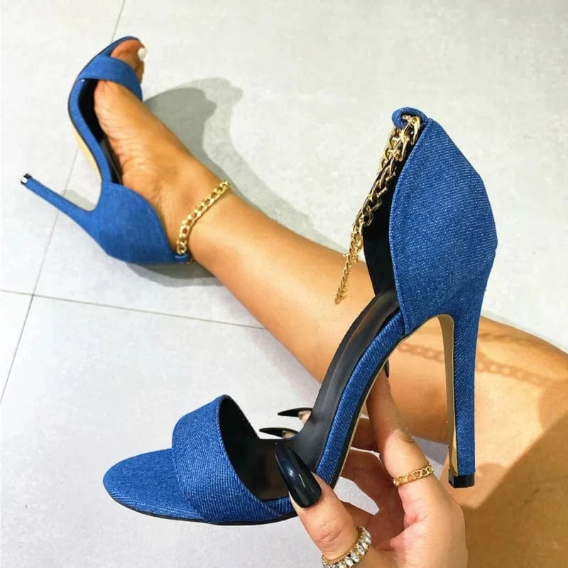Heels for Women 11.5CM Wedding Bridal Shoes 2022 Stiletto Pumps Blue 35-42 Sexy Ladies Heeled Sandals