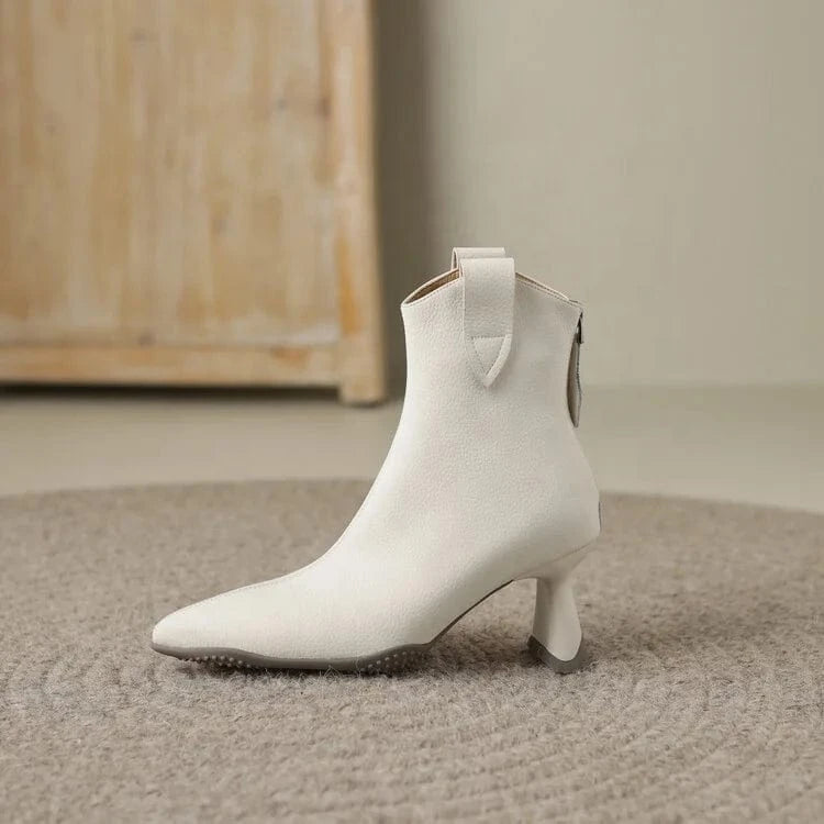 HG171 Full leather pointed high heeled short boots with French elegant temperament for women's boots