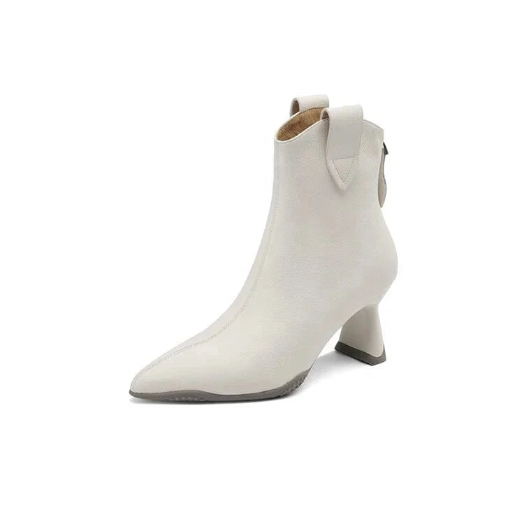 HG171 Full leather pointed high heeled short boots with French elegant temperament for women's boots