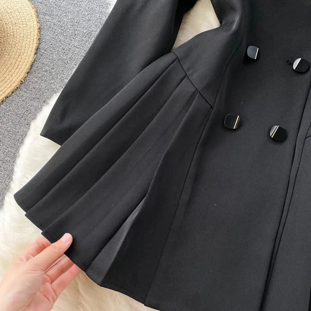 High End ANSZKTN Spring Fall New Arrival Elegant Casual Sexy Double Breasted Black Coat Blazer Dress Women Clothing