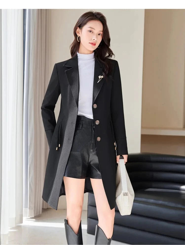 High End Female Coat Long Slim Trench Coat For Women’S England Single Breasted Khaki Women Windbreaker Larger Size Outwear