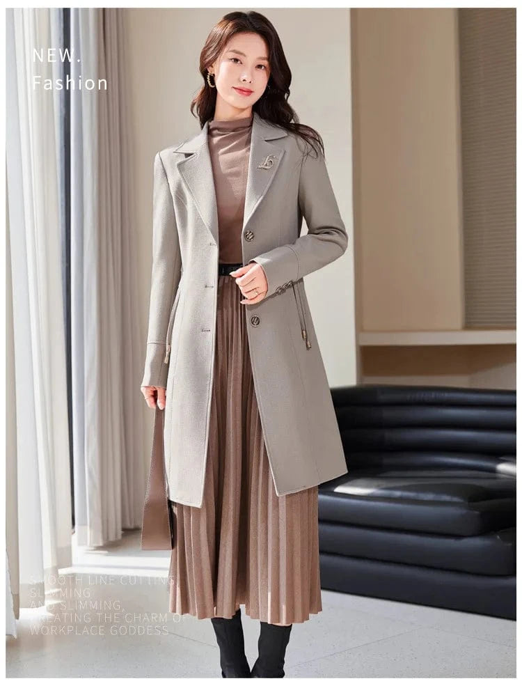 High End Female Coat Long Slim Trench Coat For Women’S England Single Breasted Khaki Women Windbreaker Larger Size Outwear