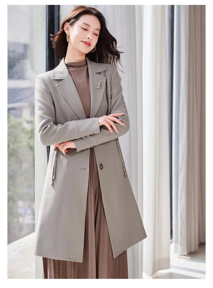 High End Female Coat Long Slim Trench Coat For Women’S England Single Breasted Khaki Women Windbreaker Larger Size Outwear