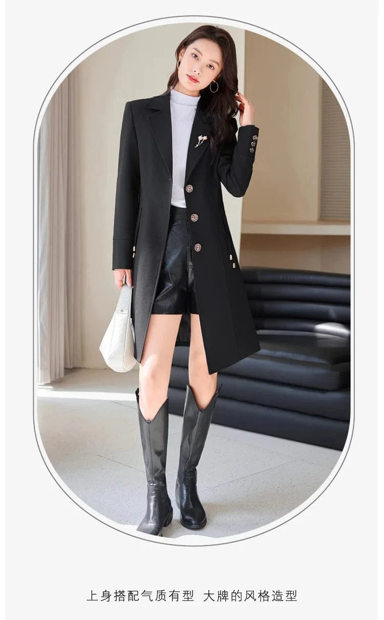 High End Female Coat Long Slim Trench Coat For Women’S England Single Breasted Khaki Women Windbreaker Larger Size Outwear