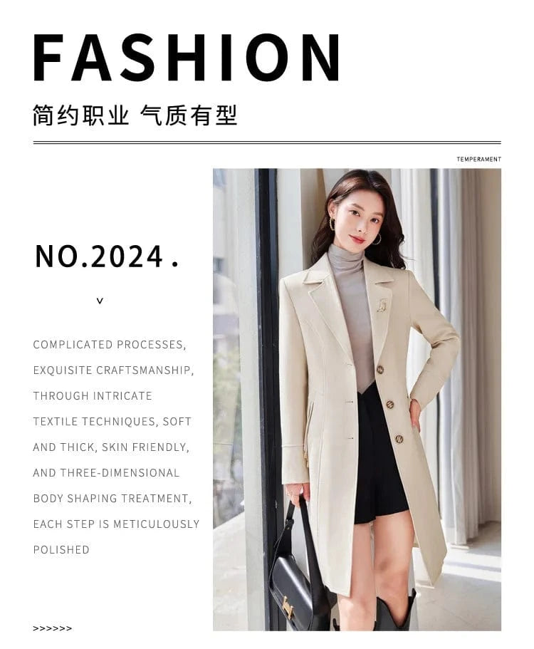 High End Female Coat Long Slim Trench Coat For Women’S England Single Breasted Khaki Women Windbreaker Larger Size Outwear