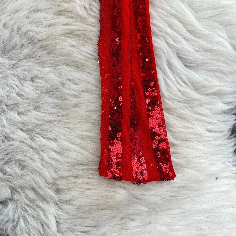 High-End Heavyweight Sequin Splice Me Long Sve round Ne T-irt Women's Spring Summer New Slimming Top Korean Sle