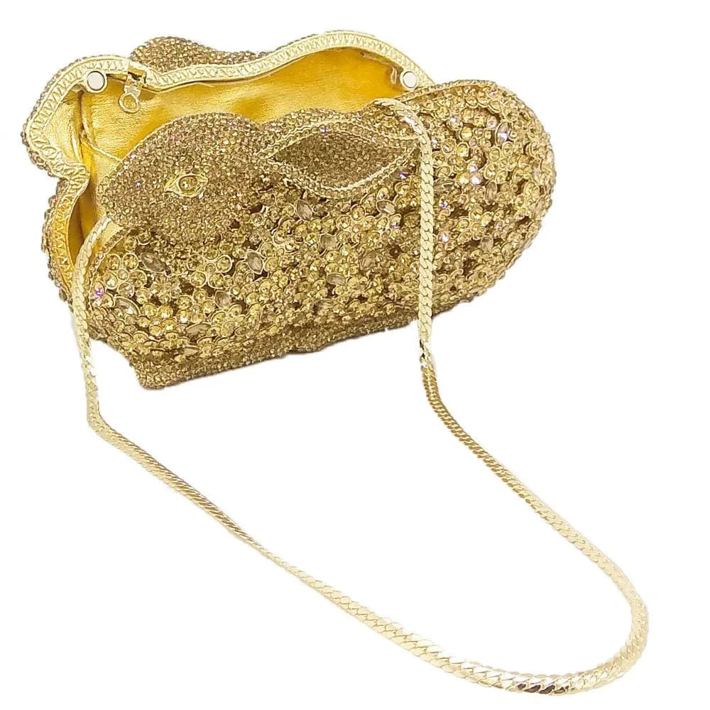 High End Unique Lady Luxury Women Rabbit Shape Clutch Crystal Evening Diamond Bag Wedding Handbags with Hand Strap